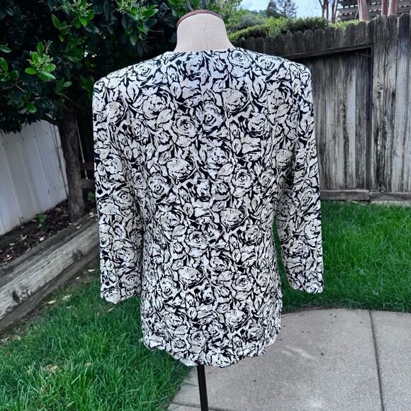 Vintage St. Gillian Petites 100% Silk Jacket Abstract Floral Women's Size 12 - Picture 6 of 12